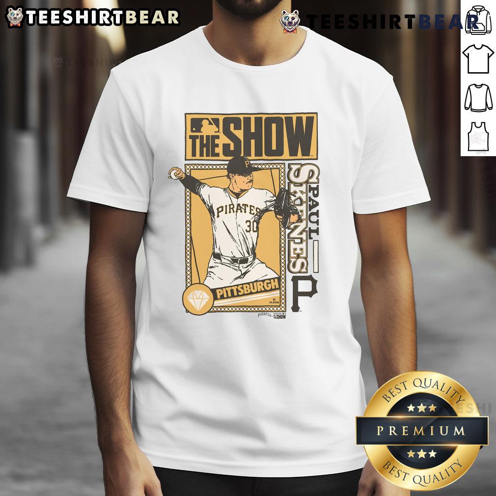 Awesome MLB The Show Pirates Paul Skenes T-Shirt featuring vibrant graphics and comfortable fit for fans.