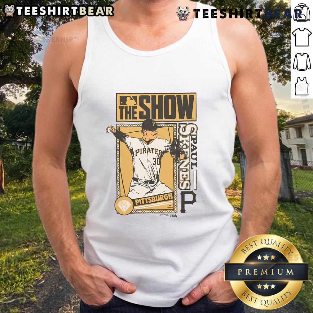 Awesome MLB The Show Pirates Paul Skenes tank top design featuring vibrant graphics and team colors.