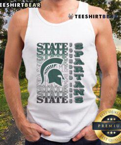 Awesome Michigan State Spartans gradient wordmark tank top in green and white, perfect for fans and summer wear.