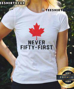 Awesome Never 51st State Canada Flag Ladies Tee showcasing a stylish design perfect for proud Canadians.