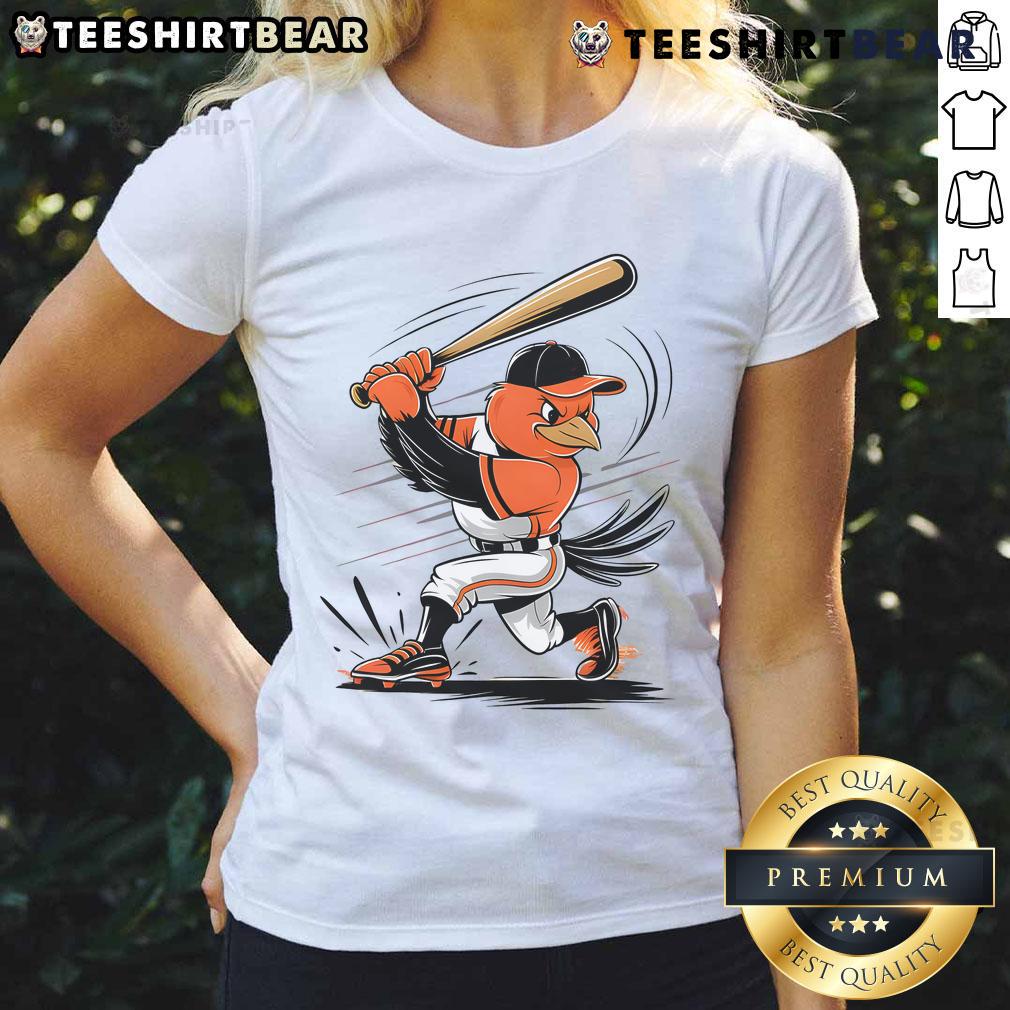 Awesome Orioles bird design on a women's tee, perfect for Orioles lovers and enthusiasts of bird-themed apparel.