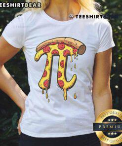 Funny math-themed Ladies Tee featuring pizza and Pi symbol for Awesome Pizza Day, celebrating 3.14 with humor.