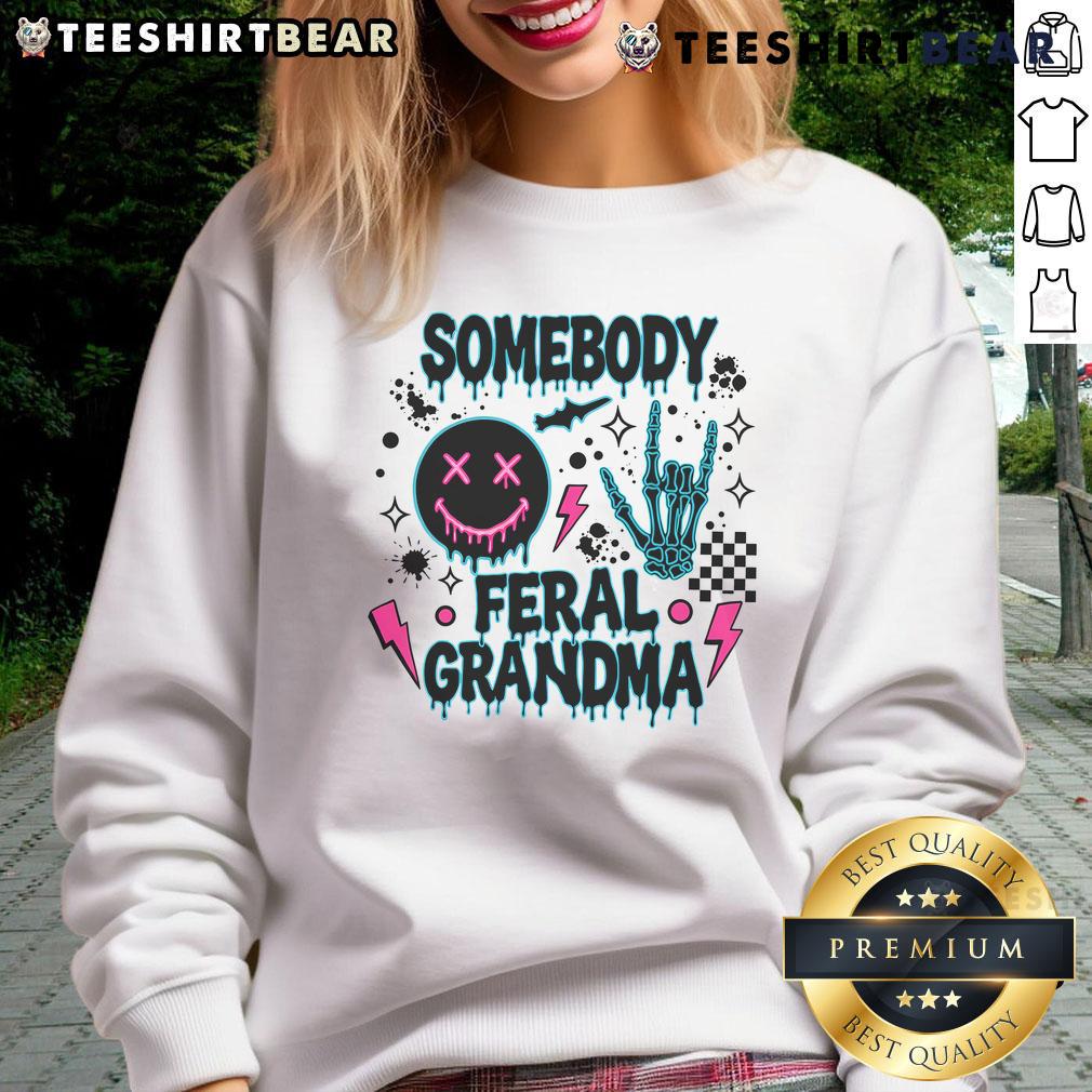 Feral Grandma Skeleton Cool Sweatshirt featuring a unique design, perfect for Halloween and casual wear.