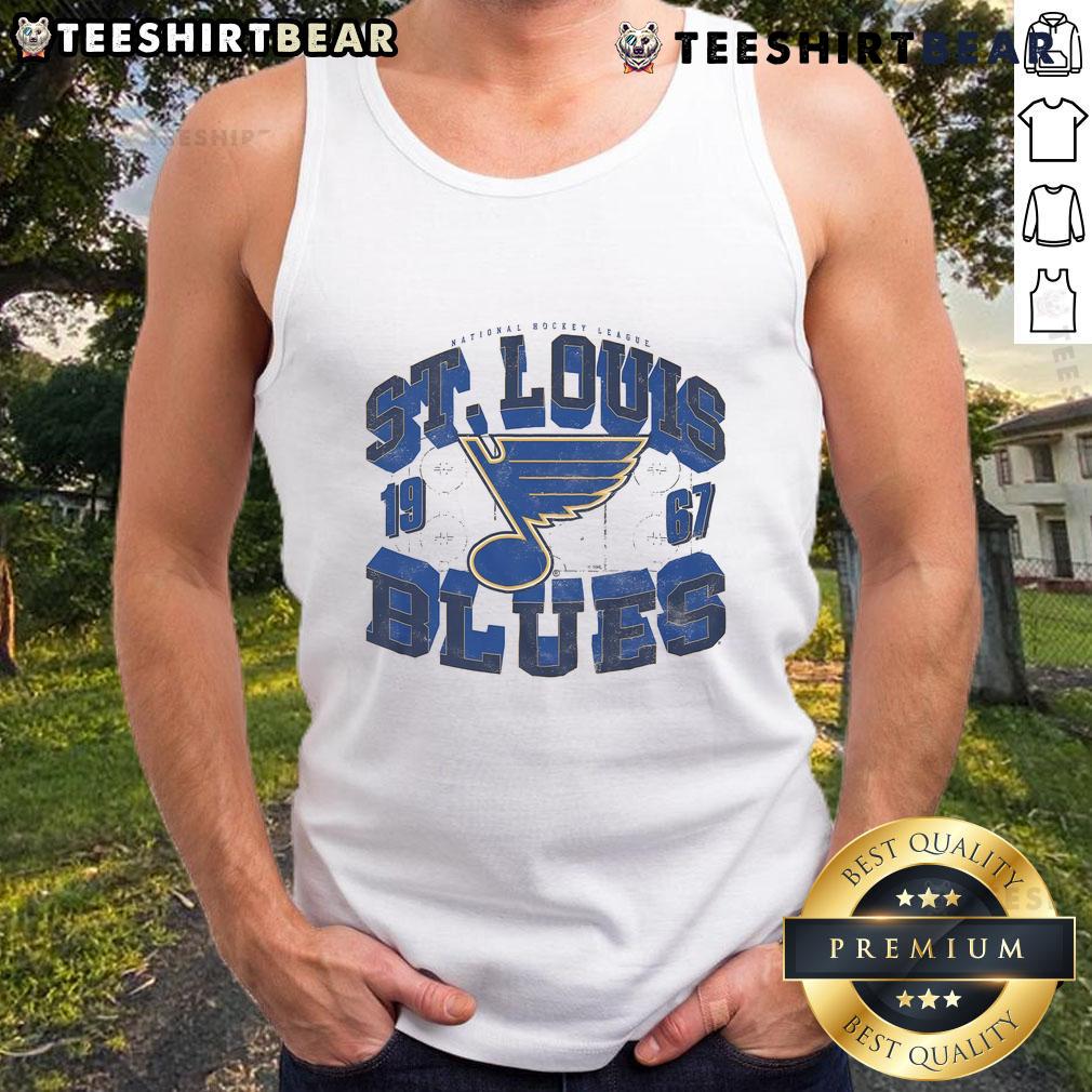 Awesome St. Louis Blues rink tank top featuring an arched wordmark design, perfect for fans and summer wear.