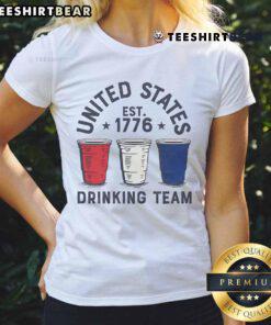 Awesome United States Drinking Team Est 1776 Ladies Tee featuring a patriotic design and vibrant colors for fun gatherings.