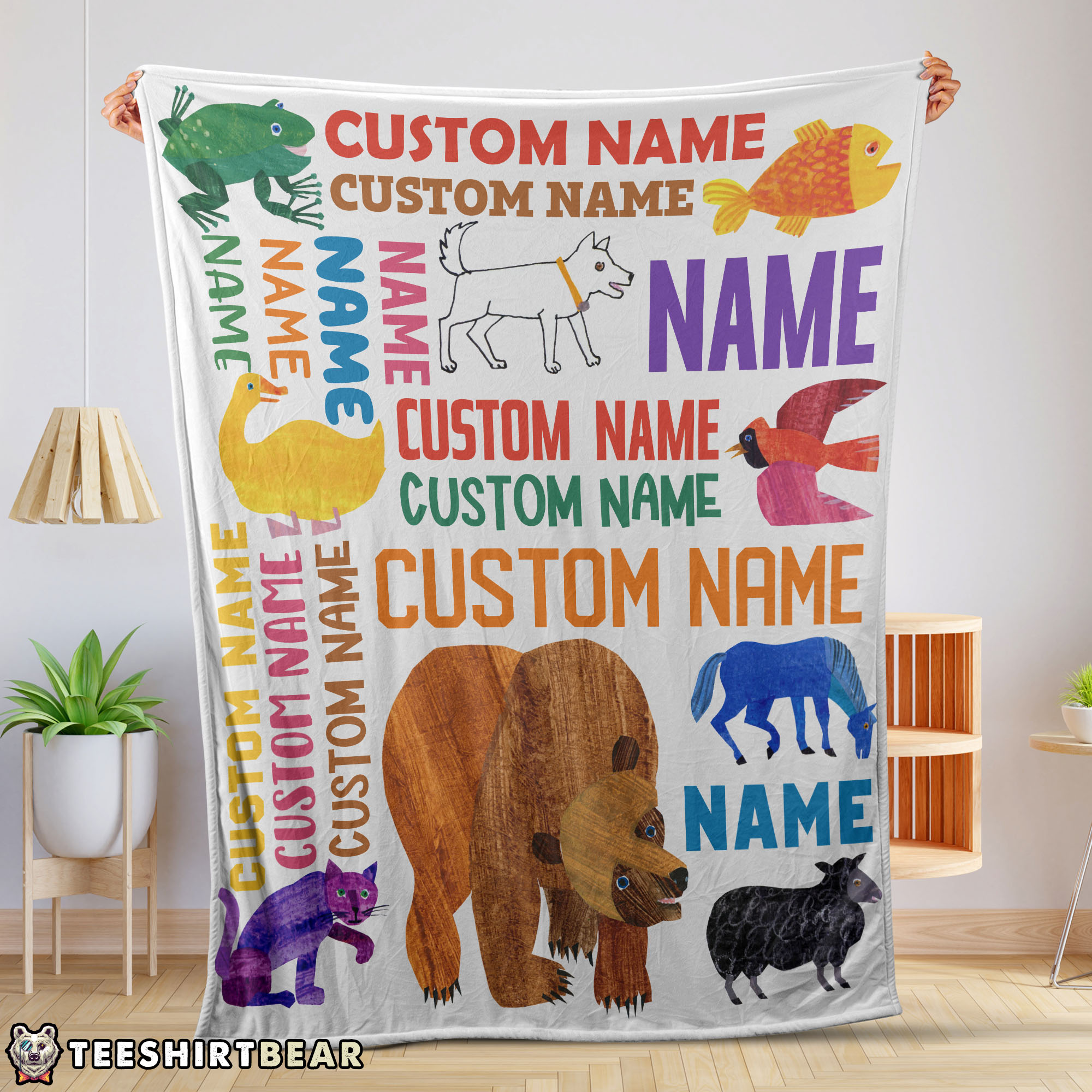 Brown Bear What Do You See Gift Blanket Fleece Customized Blanket