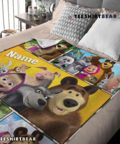 Cartoon Marsha And The Bear Family Cute Blanket Fleece Customized Blanket