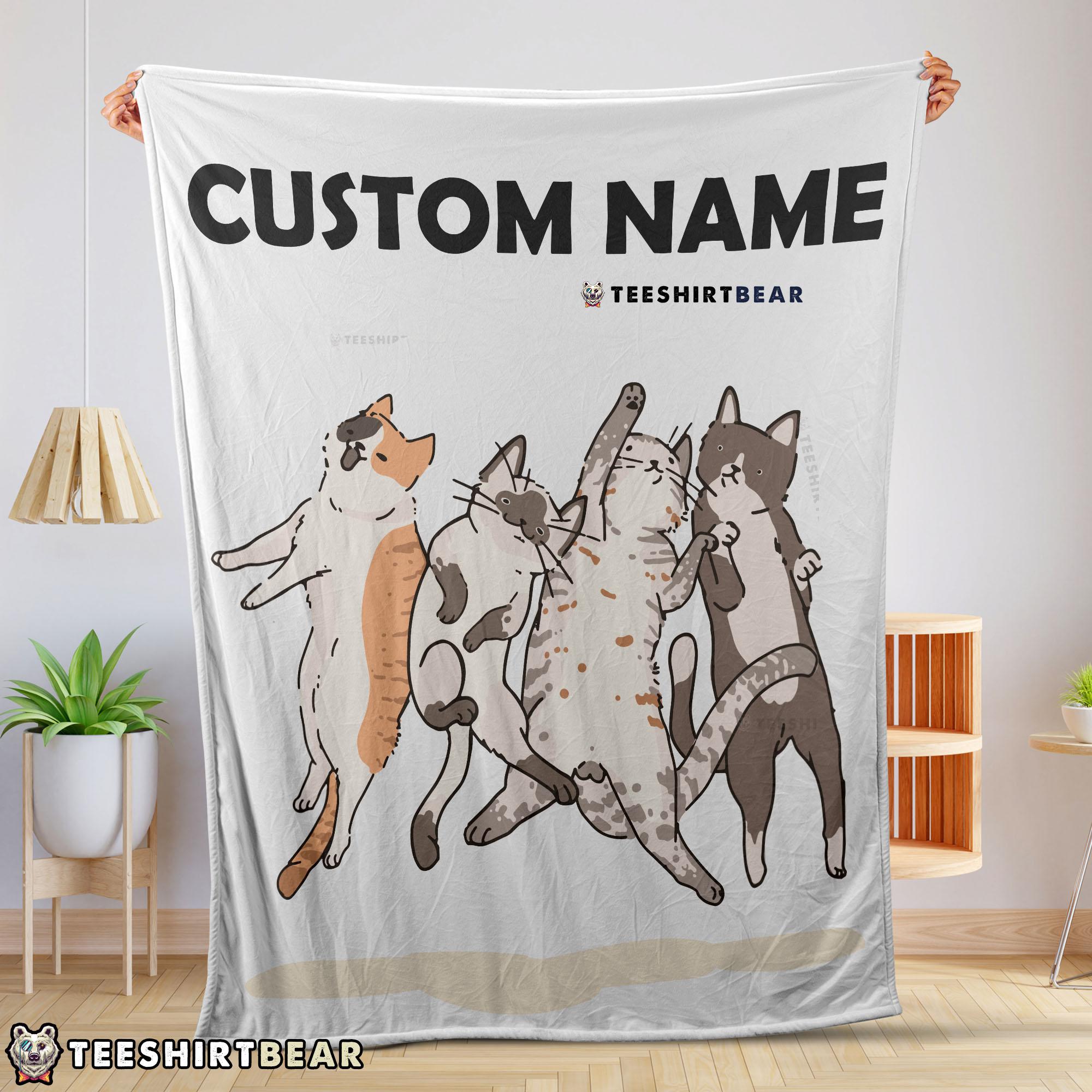 Cat Friends Laying Doodle Blanket Fleece Customized Blanket