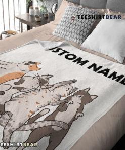 Cat Friends Laying Doodle Blanket Fleece Customized Blanket