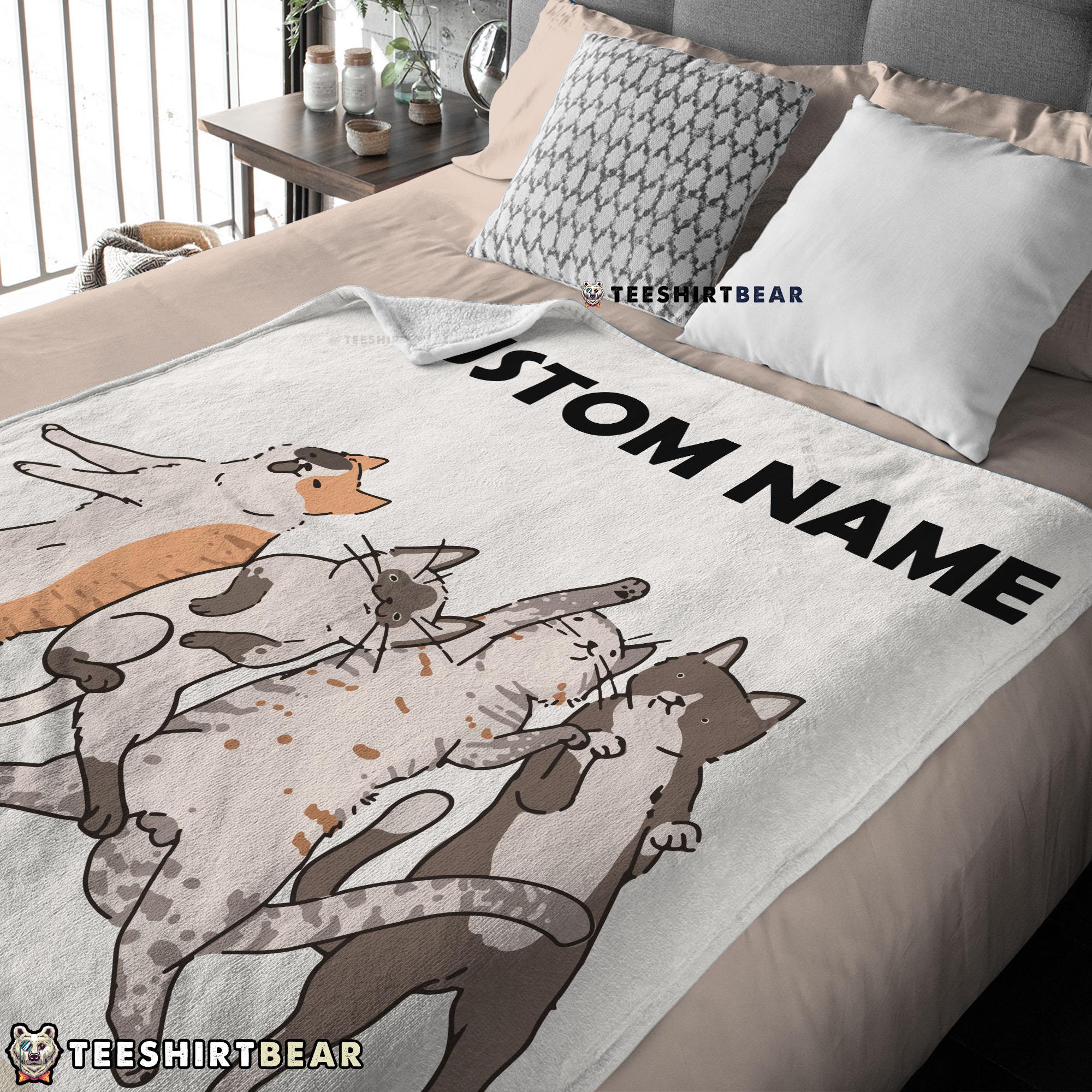 Cat Friends Laying Doodle Blanket Fleece Customized Blanket