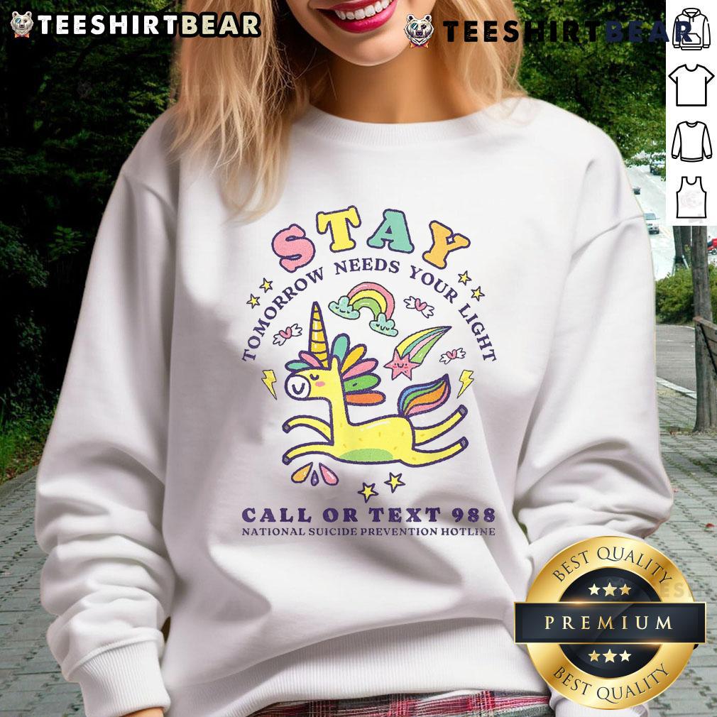 Alt Text: Cute retro sweatshirt with 'Tomorrow Needs You' for suicide prevention awareness, promoting hope and positivity.