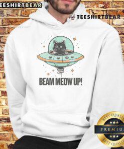 Vintage alien cat hoodie featuring a cute beam me up alien cat design with a UFO, perfect for cat lovers.