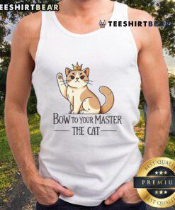 Adorable cat tank top featuring a cute bow design, perfect for feline lovers and stylish summer wear.