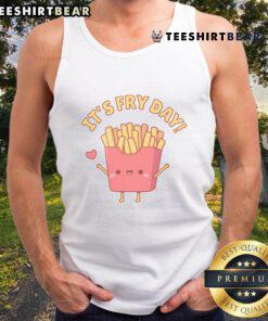 Adorable Cute French Fries 'It's Fry Day' pun doodle on a stylish tank top, perfect for food lovers and casual wear.