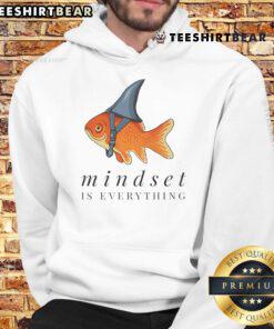 Adorable hoodie featuring a motivational quote 'Cute Mindset Is Everything' with a goldfish and shark design.