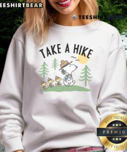 Cute Peanuts Snoopy Woodstock Take A Hike sweatshirt featuring iconic characters on a cozy design.