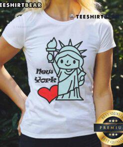 Cute Statue of Liberty design on a New York ladies tee, perfect for stylish tourists and local fans.