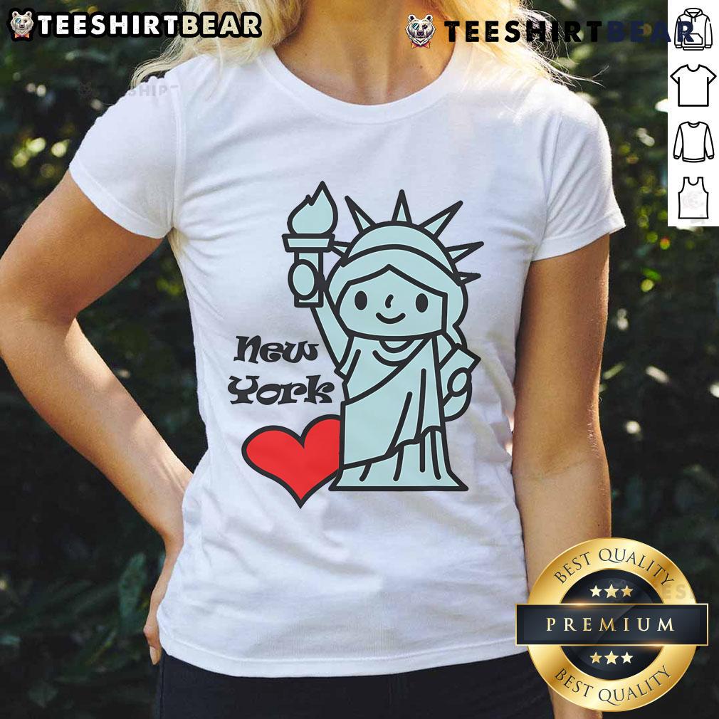 Cute Statue of Liberty design on a New York ladies tee, perfect for stylish tourists and local fans.