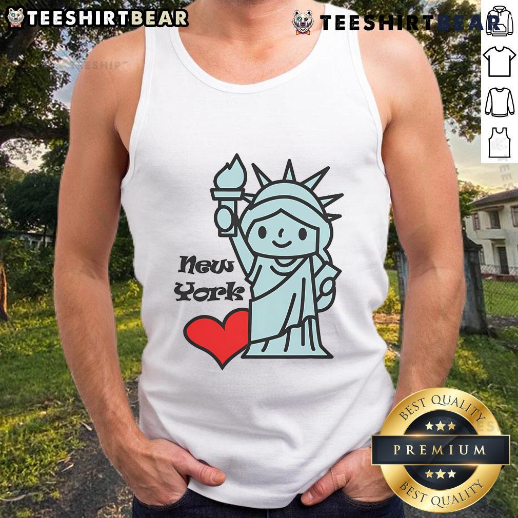 Cute Statue of Liberty tank top design featuring vibrant colors and playful graphics, perfect for New York lovers.
