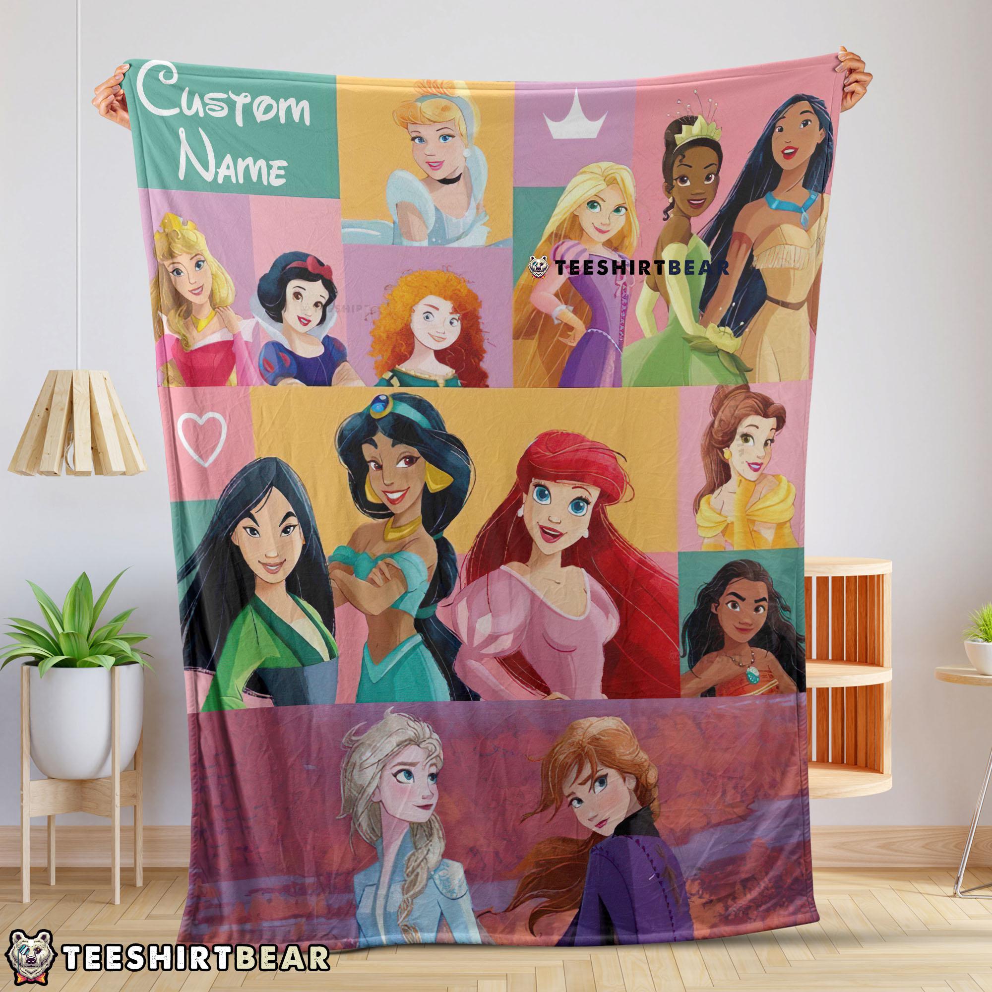 Disney Cartoon All Princess Characters Blanket Fleece Customized Blanket