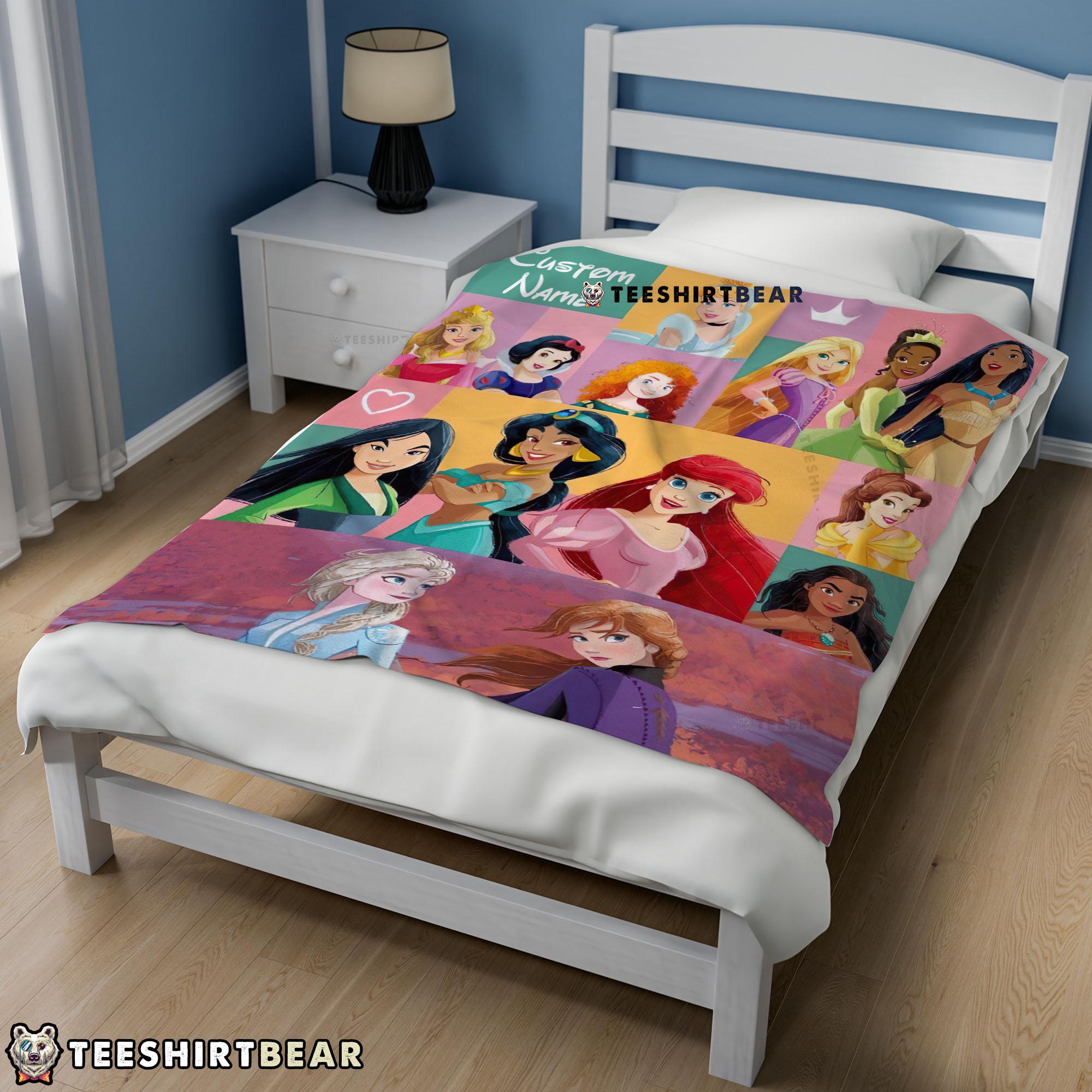 Disney Cartoon All Princess Characters Blanket Fleece Customized Blanket