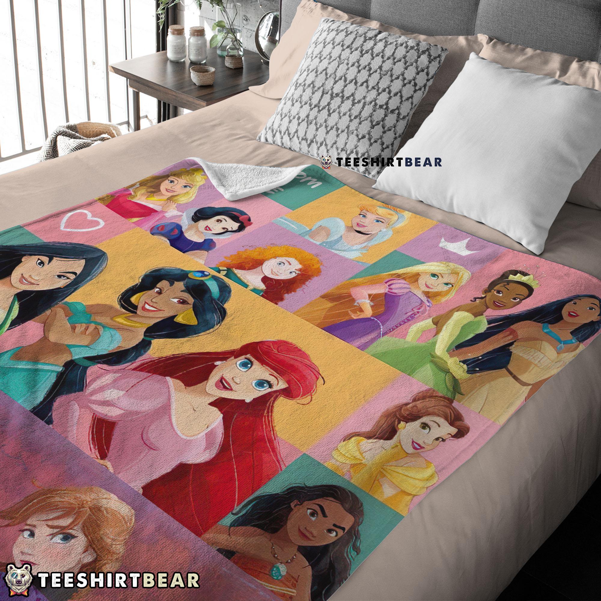Disney Cartoon All Princess Characters Blanket Fleece Customized Blanket