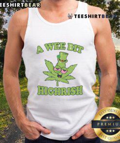 Funny A Wee Bit Highrish 420 Weed Marijuana St. Patrick's Day tank top featuring a playful design with cannabis and Irish themes.