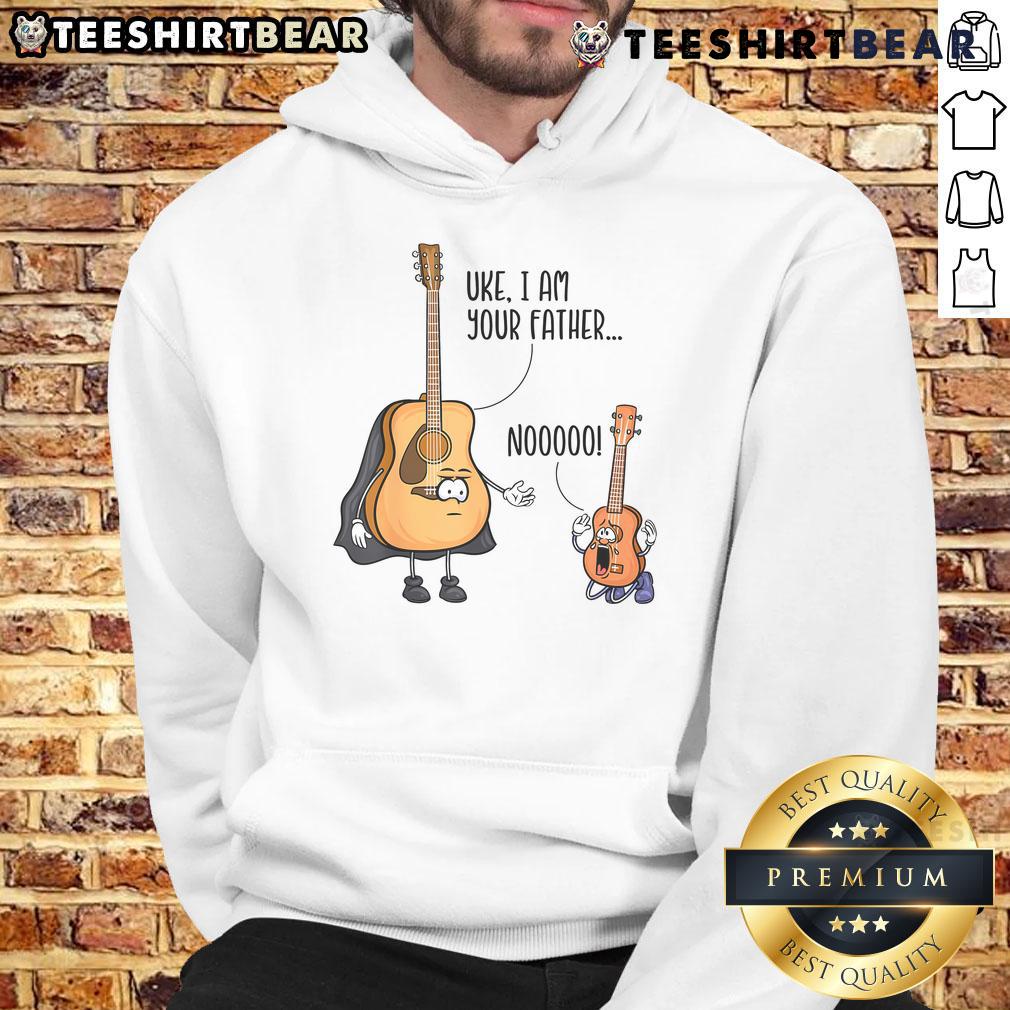 Funny guitar and ukulele hoodie featuring 'I Am Your Father' Star Wars design, perfect for music and movie fans.
