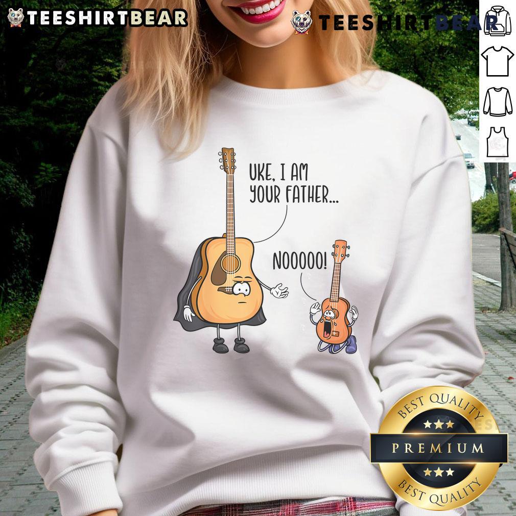 Funny Guitar Ukelele sweatshirt featuring 'I Am Your Father' Star Wars design, perfect for music and movie fans.