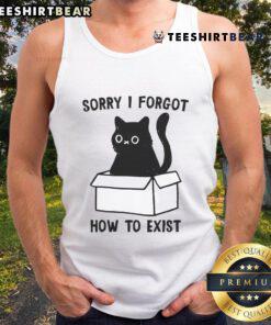 Cute black cat tank top with the phrase Funny I Forgot How To Exist, perfect for cat lovers and casual wear.