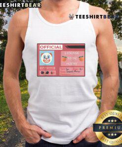 Alt Text: Funny clown emoji tank top with License to be Horny and Size Doesn't Matter text, perfect for humorous outfits.