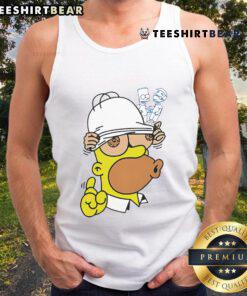 Funny My Eyes Are Up Here Homer The Simpsons tank top featuring a humorous graphic design inspired by the iconic character.