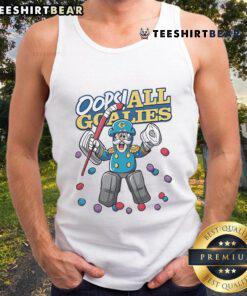 Funny Oops All Goalies Poly Tank Top featuring a humorous design perfect for hockey fans and casual wear.