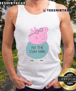 Funny Peppa Pig dad tank top featuring 'I'm the Cum Man' text, perfect for humorous casual wear.