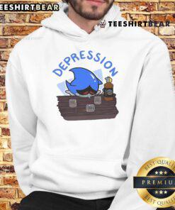 Funny Sonic the Hedgehog depression meme hoodie featuring a humorous design that blends nostalgia with mental health awareness.