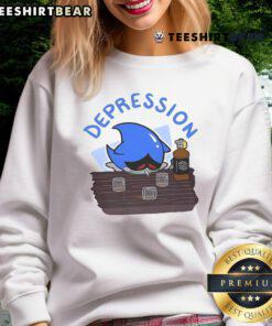 Funny Sonic the Hedgehog depression meme sweatshirt featuring a cartoon Sonic with a humorous expression.