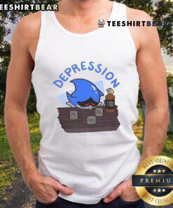 Funny Sonic the Hedgehog depression meme tank top featuring a humorous graphic design, perfect for fans and meme lovers.