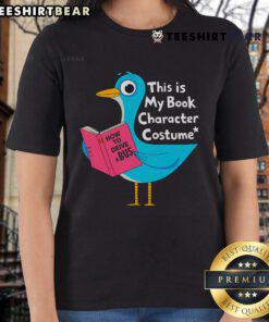 Alt Text: Kids in a funny pigeon costume shirt, perfect for book character day, showcasing creativity and love for reading.