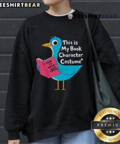 Kids wearing a funny pigeon book character costume sweatshirt, perfect for reading and creative play.