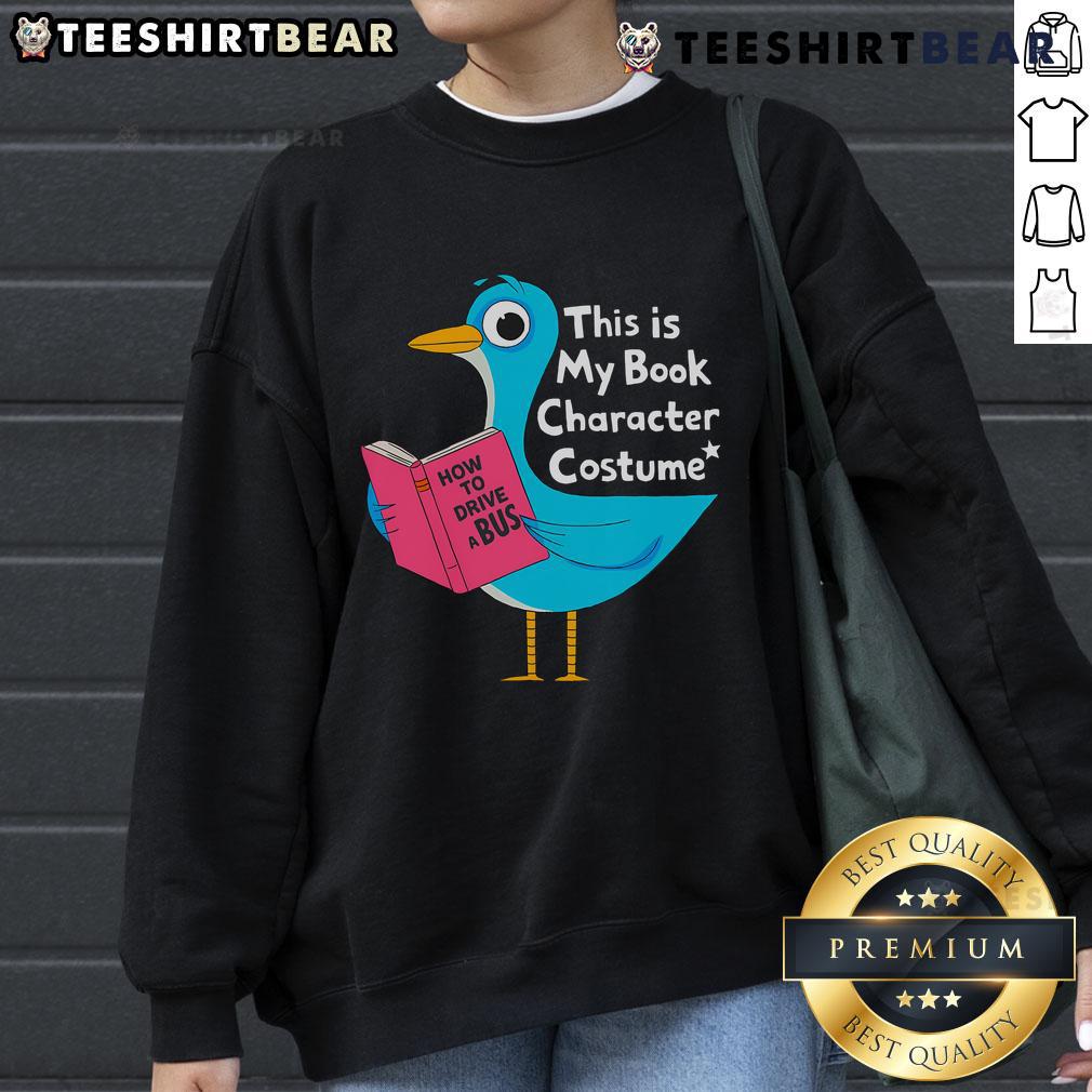 Kids wearing a funny pigeon book character costume sweatshirt, perfect for reading and creative play.
