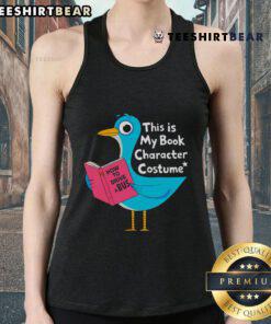 Kids reading in a funny 'This Is My Book Character' pigeon costume tank top, perfect for book-themed events.