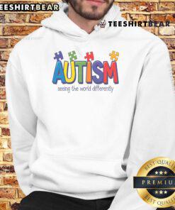Good Autism Awareness hoodie showcasing the message 'Seeing the World Differently' for support and understanding.