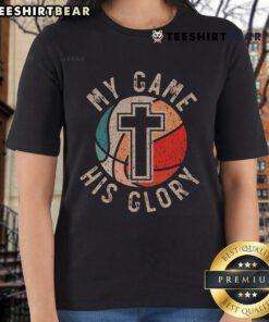 Good Basketball and Jesus Christ Christian Believer Hooper Ladies Tee featuring a stylish design for faith-driven athletes.
