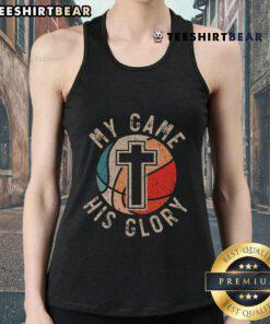 Christian believer wearing a Good Basketball and Jesus Christ tank top, showcasing faith and love for the sport.