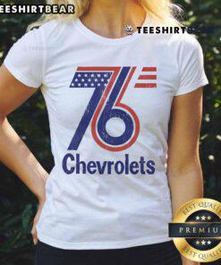 Good Chevrolet Red and Blue 76 Graphic Ladies Tee featuring vibrant colors and stylish design for casual wear.