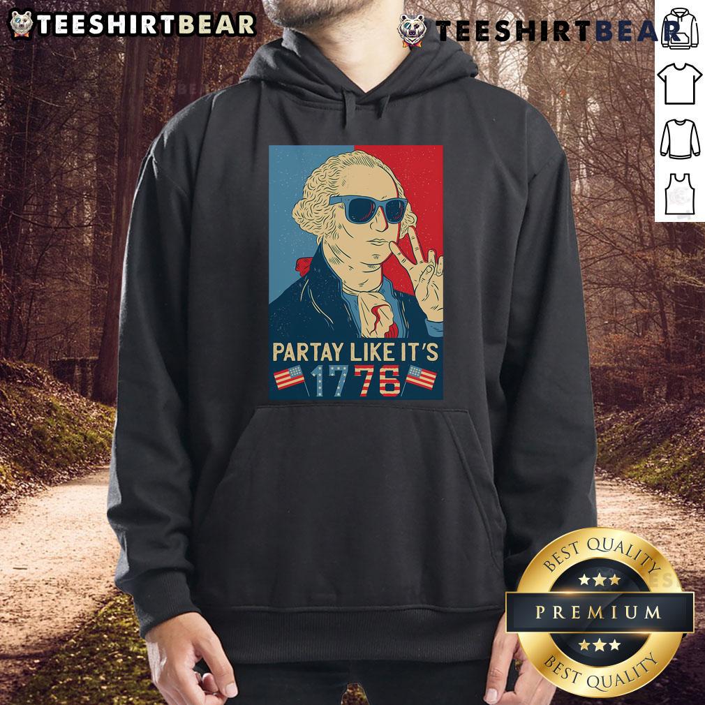 Good George Washington Party Like It's 1776 hoodie featuring a patriotic design for historical celebration enthusiasts.