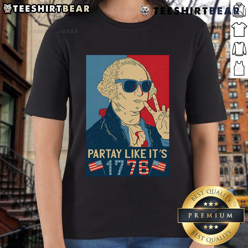 Good George Washington Party Like It's 1776 Ladies Tee featuring a vintage design for patriotic celebrations.