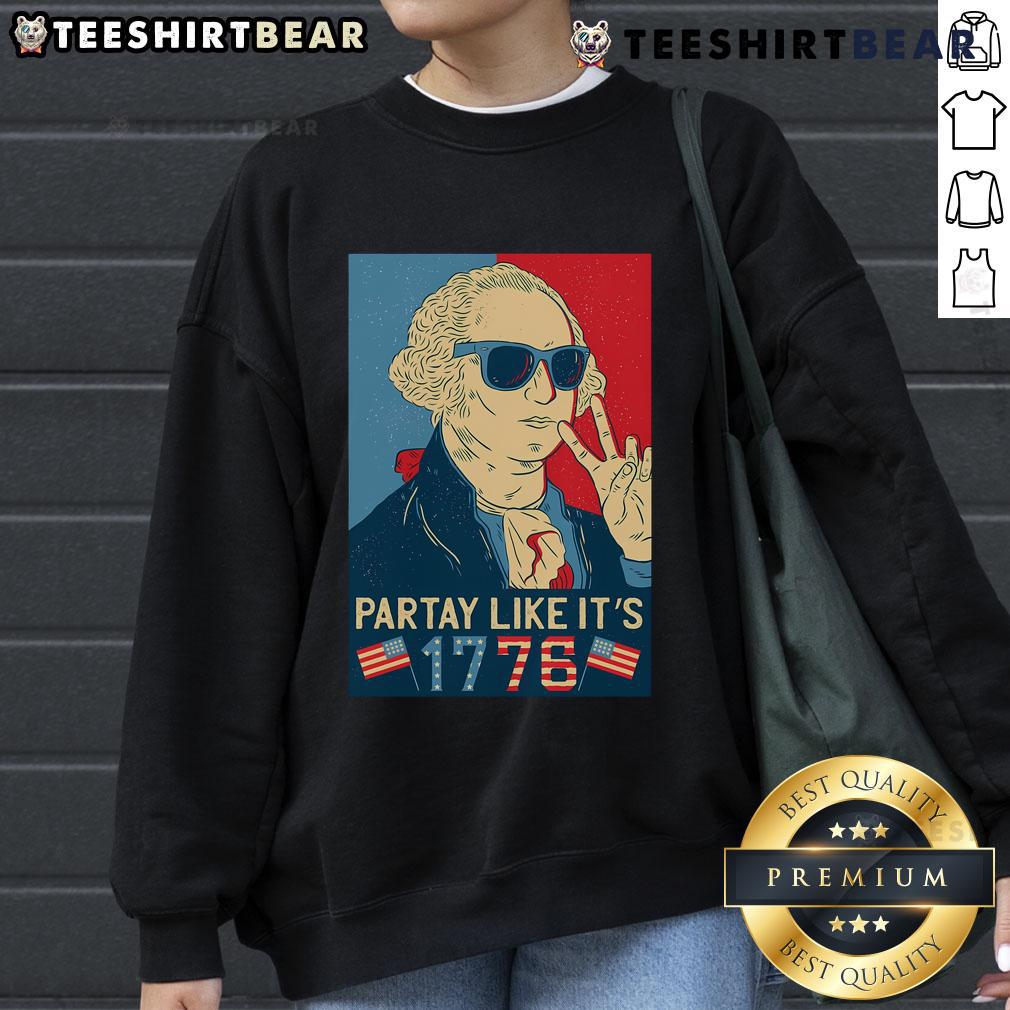 Good George Washington 'Party Like It's 1776' sweatshirt featuring a vintage design perfect for patriotic celebrations.