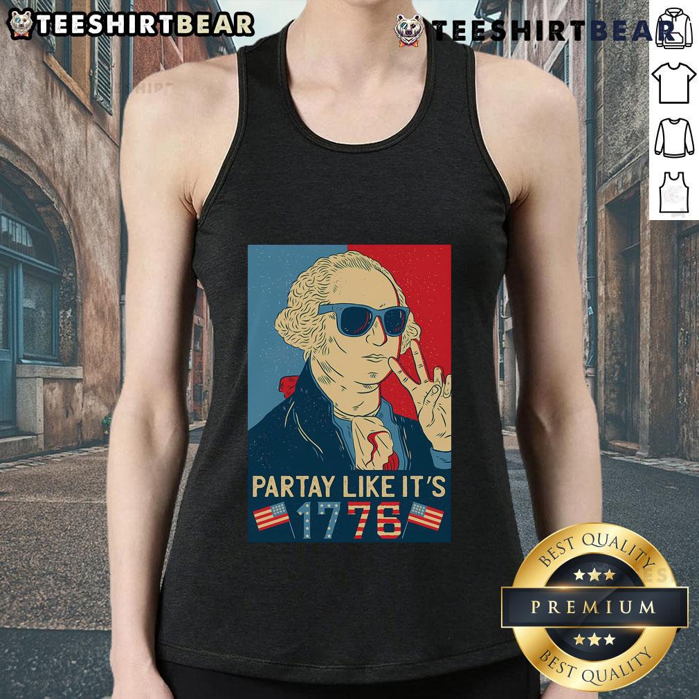 Good George Washington Party Like It's 1776 tank top featuring a vintage patriotic design for summer celebrations.