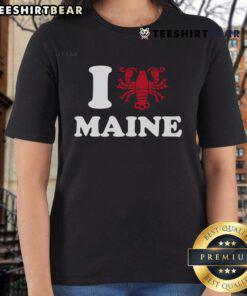 Good I Love Maine Heart as Lobster Ladies Tee shirt featuring a heart design with lobster, perfect for Maine lovers.